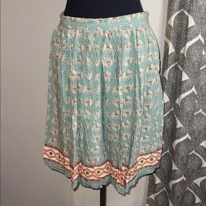Anthropologie Comme Toi Elephant Print Skirt SZ Large